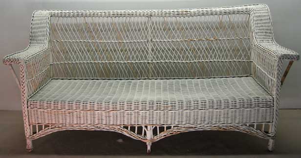 Repaired wicker couch