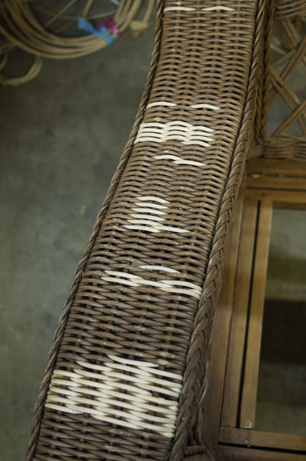 repaired wicker chair